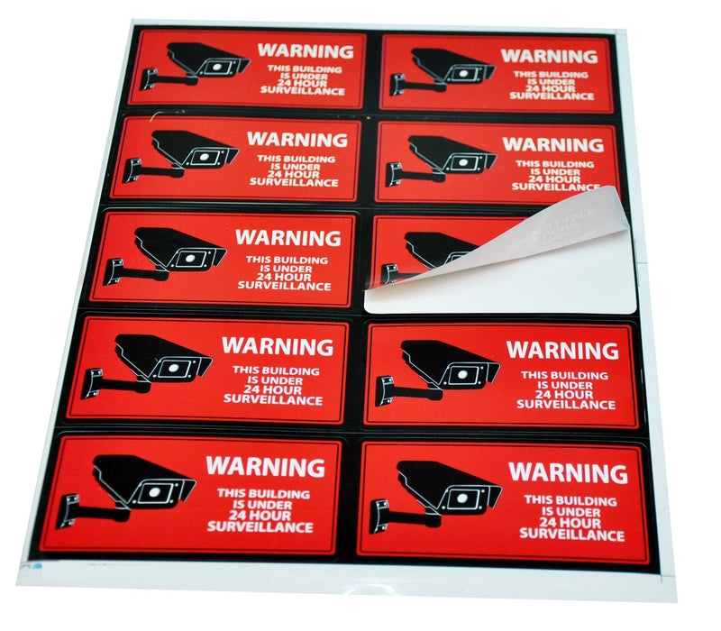 Mandala Craft Security Camera Decal Warning Window Stickers, CCTV Video Surveillance Recording Signs from Vinyl for Indoors, Outdoors; Back Adhesive Solid Red - NewNest Australia