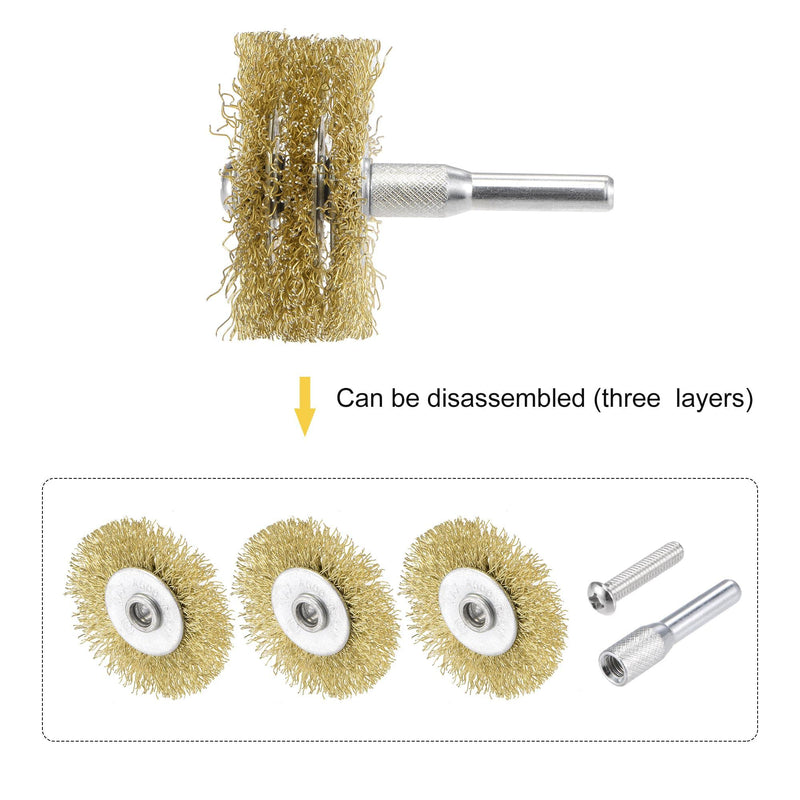 uxcell Wire Wheel Brush, 2" x 0.79" Stainless Steel Brass Plated Coarse Crimped Wire 0.012" with 1/4" (6mm) Round Shank for Cleaning Rust Stripping Abrasive 2pcs - NewNest Australia