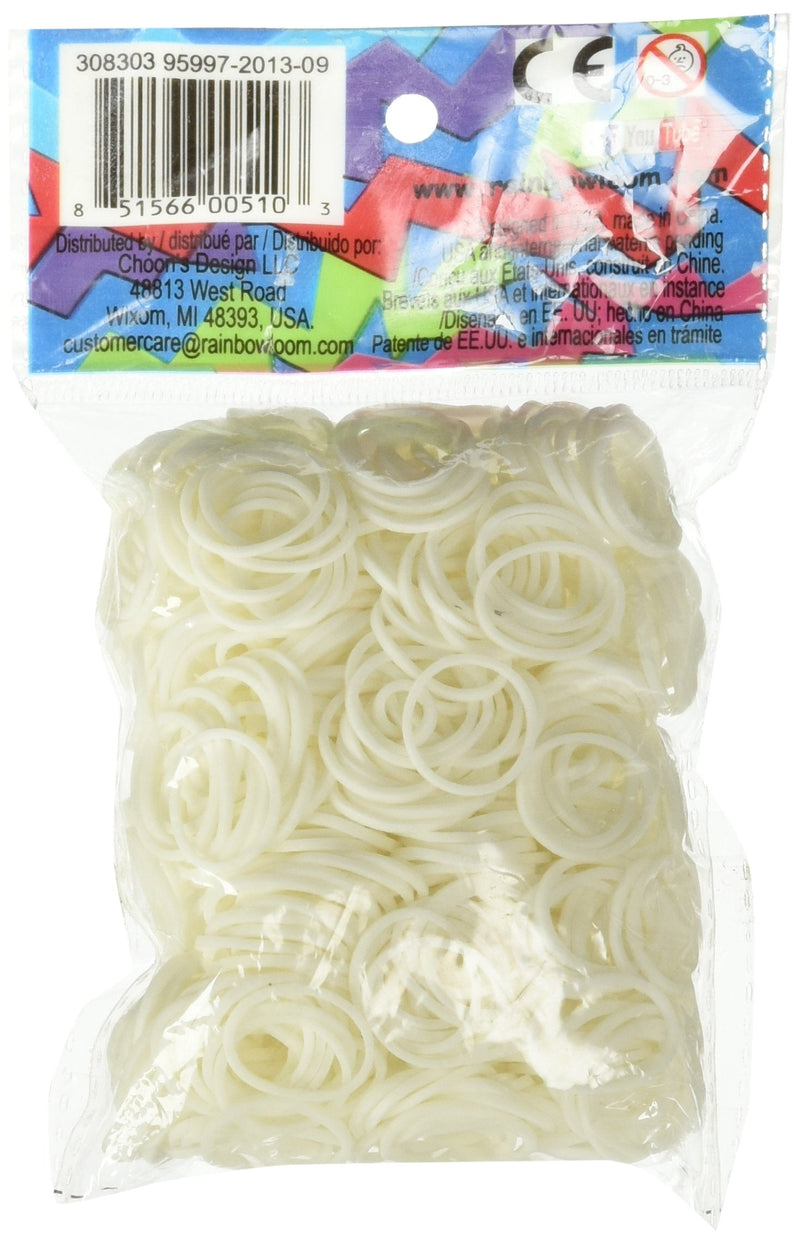 Rainbow Loom Official White Rubber Bands Refill 600 Count + 24 C-Clips 1 Pack - NewNest Australia