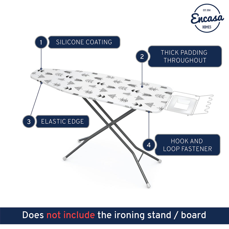 Encasa Homes Replacement Ironing Board Cover with Thick Felt Pad, Drawstring Tightening, (Fits Standard Large Boards of 15 x 54 inch) Scorch & Stain Resistant, Printed - Black Arrow - NewNest Australia