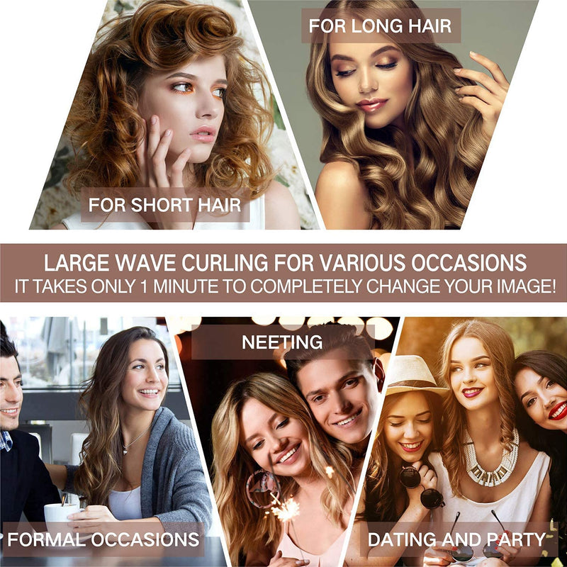 Hair Curler, 3 Barrels Hair Waver Upgrade Version Ceramic with 2 Gear Temperature Control, 25mm Curling Tongs for Long Hair, Styling Tool for Woman Crimp Hair with Plus Heat Resistant Glove Black - NewNest Australia
