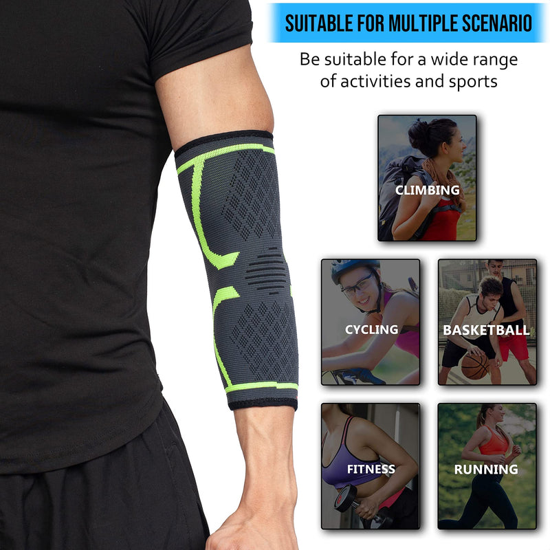 360 Relief - Compression Elbow Support For Men And Women | Splint Joint Pain Relief Tendonitis Tennis Golf Workout Weight Lifting | Large Green With Mesh Laundry Bag | - NewNest Australia