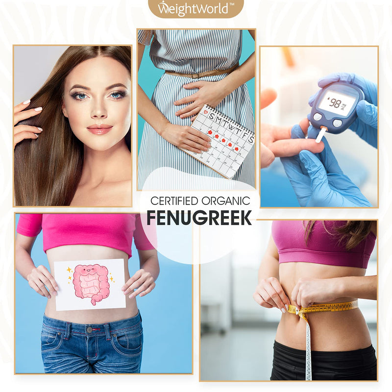 Organic Fenugreek 180 Capsules - 750Mg Per Capsule - 3 Month Supply - Fenugreek Seeds Vegan Dietary Supplement - Fenugreek Seed - Certified Organic - Without Magnesium Stearate - Weightworld - NewNest Australia
