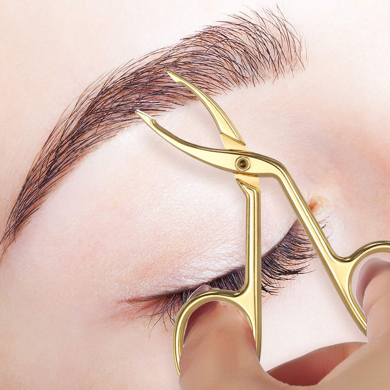 3 Packs Eyebrow Tweezers, Scissors Shaped Eyebrow Straight Tip Tweezers Clip, Flat Tip Tweezers Hair Plucker, Straight Tip Hairgripping Eyebrow (Gold Plated, 3 Packs) - NewNest Australia
