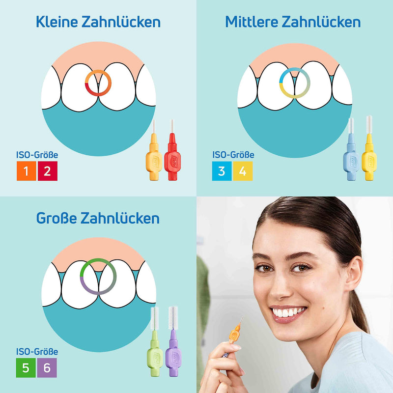 TePe interdental brushes extra soft mixed (ISO size 1-6: 0.45-1.1 mm) / For particularly gentle and efficient cleaning of the spaces between teeth / 1 x 8 interdental brushes - NewNest Australia