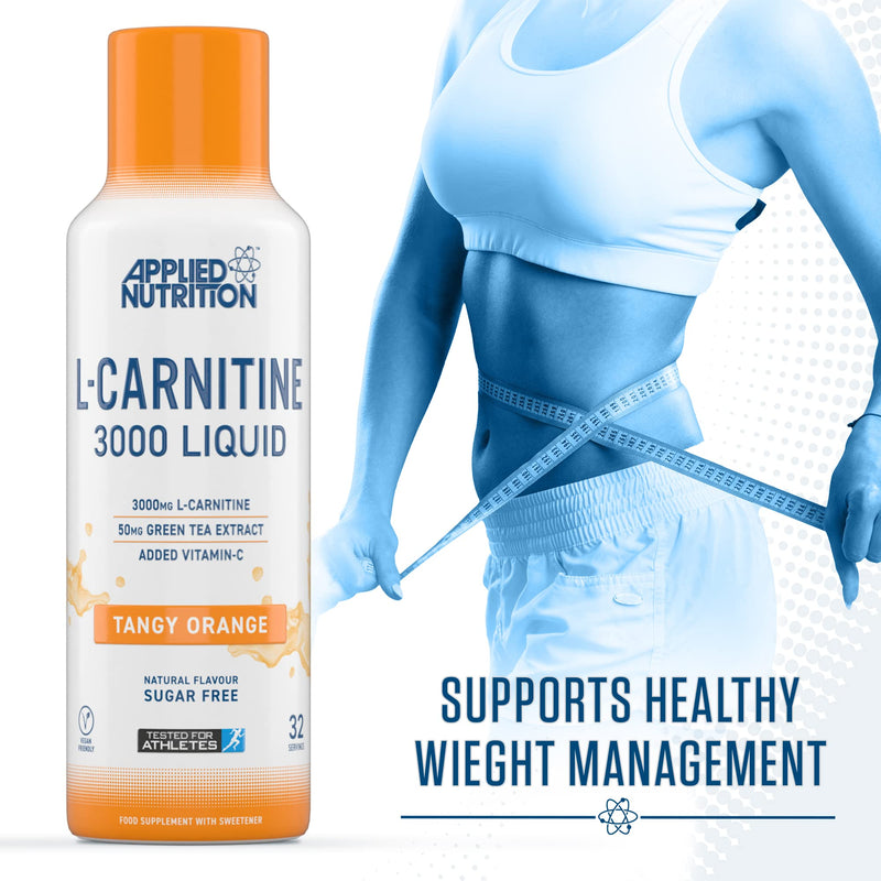 Applied Nutrition L Carnitine 3000 Liquid - L-Carnitine with Green Tea & Vitamin C, Boosts Energy & Weight Management, Vegan (480ml - 32 Servings) (Tangy Orange) Tangy Orange - NewNest Australia