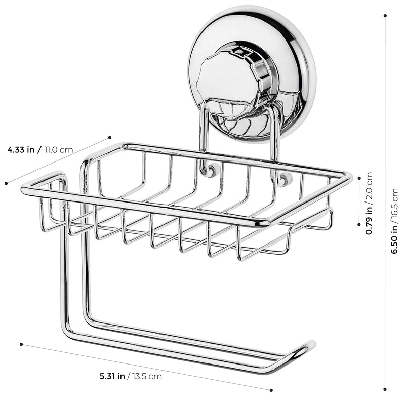 HASKO accessories Suction Cup Toilet Paper Holder with Shelf, Stainless Steel SS304 Toilet Paper Roll Holder, Wall Mount Tissue Roll Dispenser for Bathroom Kitchen (Chrome) - NewNest Australia