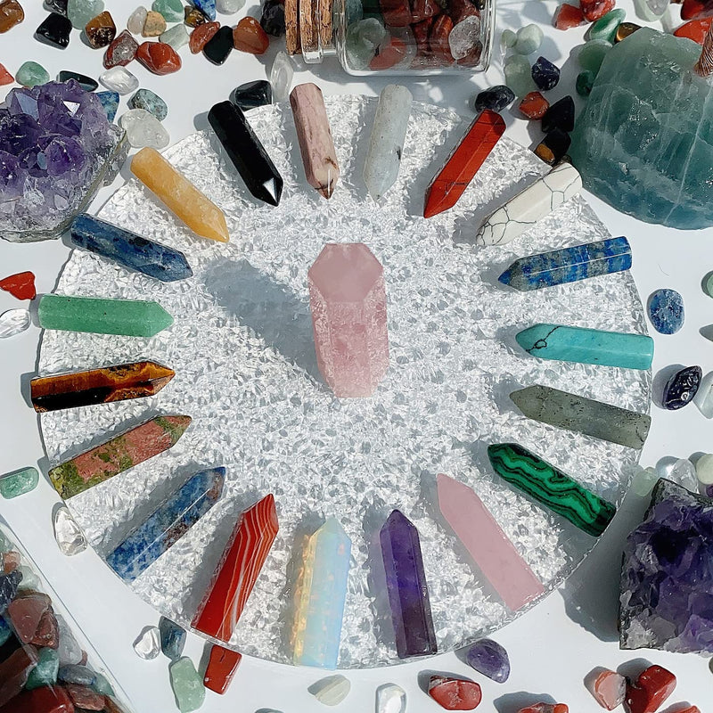 XIANNVXI 20 Pcs Healing Crystals Stones Set Crystal Wand Bulk Chakra Gemstones Hexagonal Pointed Palm Reiki Crystal Stones for Energy Meditation Balancing Therapy Multicolour-20 - NewNest Australia