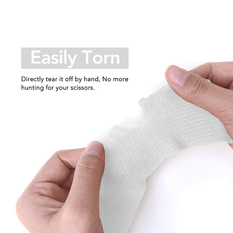 RISEN Cohesive Bandage 2” x 5 Yards, 6 Rolls, Self Adherent Wrap Medical Tape, Adhesive Flexible Breathable First Aid Gauze Ideal for Stretch Athletic(White) White - NewNest Australia