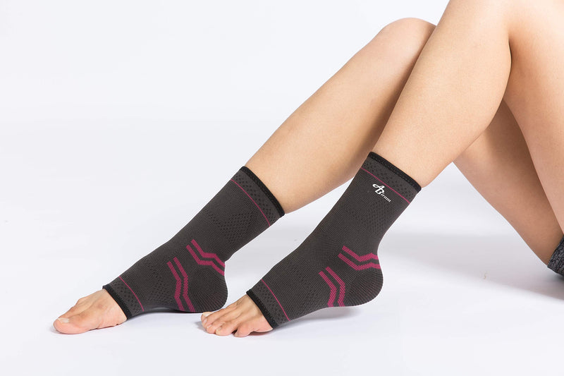 ABIRAM Foot Sleeve (Pair) with Compression Wrap, Ankle Brace For Arch, Ankle Support, Football, Basketball, Volleyball, Running, For Sprained Foot, Tendonitis, Plantar Fasciitis Rose Large - NewNest Australia