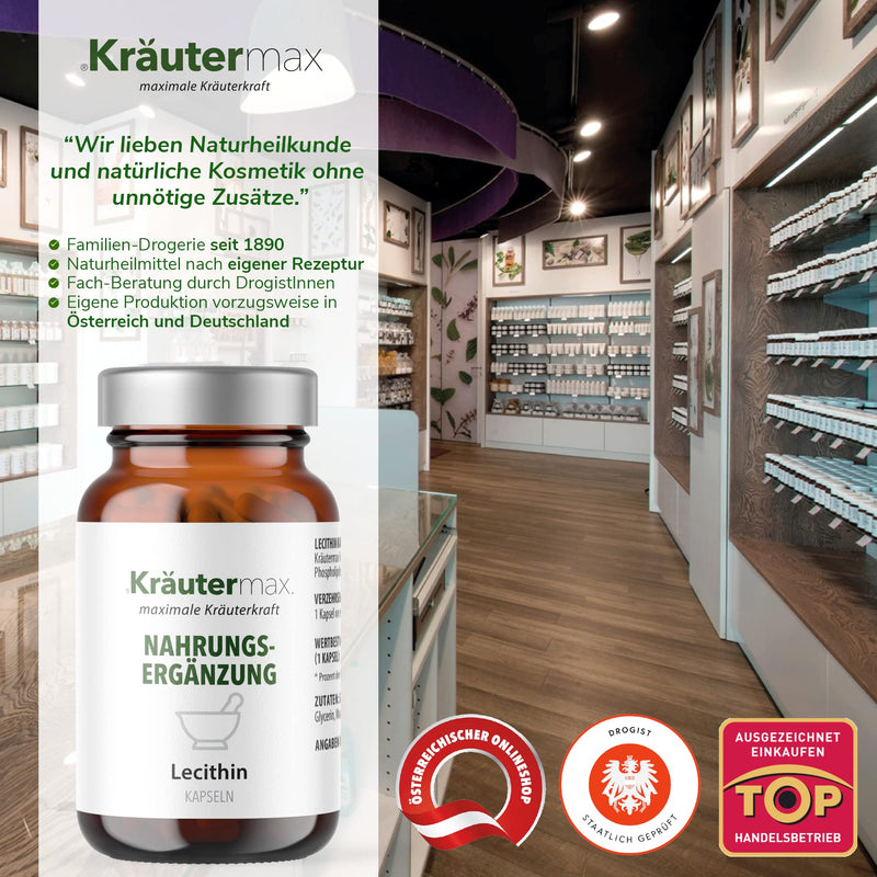 New! Lecithin Capsules | Soy Lecithin Powder | Pure Soy Lecithin Nutritional Supplement According To Kr√§Utermax Original Recipe | Gmo-Free Raw Materials | Produced In Small Series | 1 X 40 Pieces - NewNest Australia
