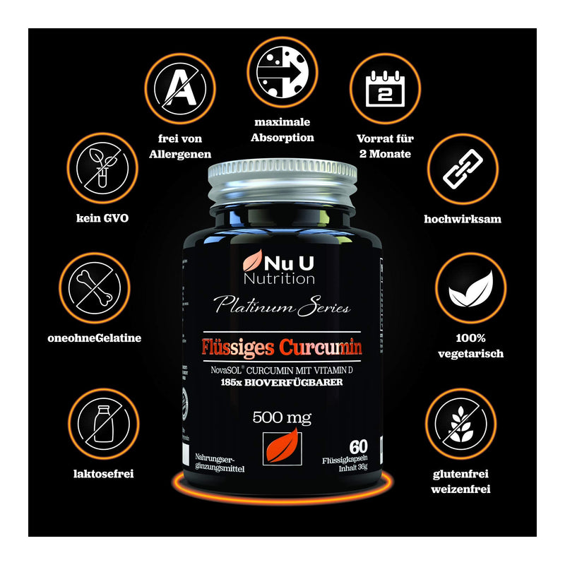 Turmeric (curcuma) capsules (liquid) with vitamin D 185x stronger bioavailability NovaSOL® Curcumin High-dose vegetarian Premium liquid curcumin, 60 capsules high-dose - NewNest Australia