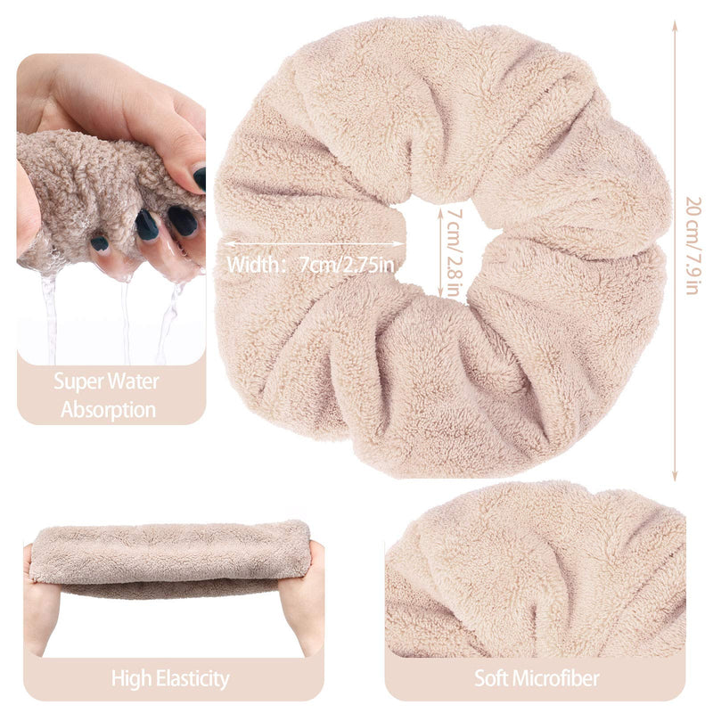 4 Pieces Large Towel Microfiber Drying Soft Scrunchies Thick Scrunchies Fuzzy Scrunchy Ponytail Holder for Hair Light Bobbles Ropes Wet and Dry Hair Accessories (Bright Colors) Bright Colors - NewNest Australia
