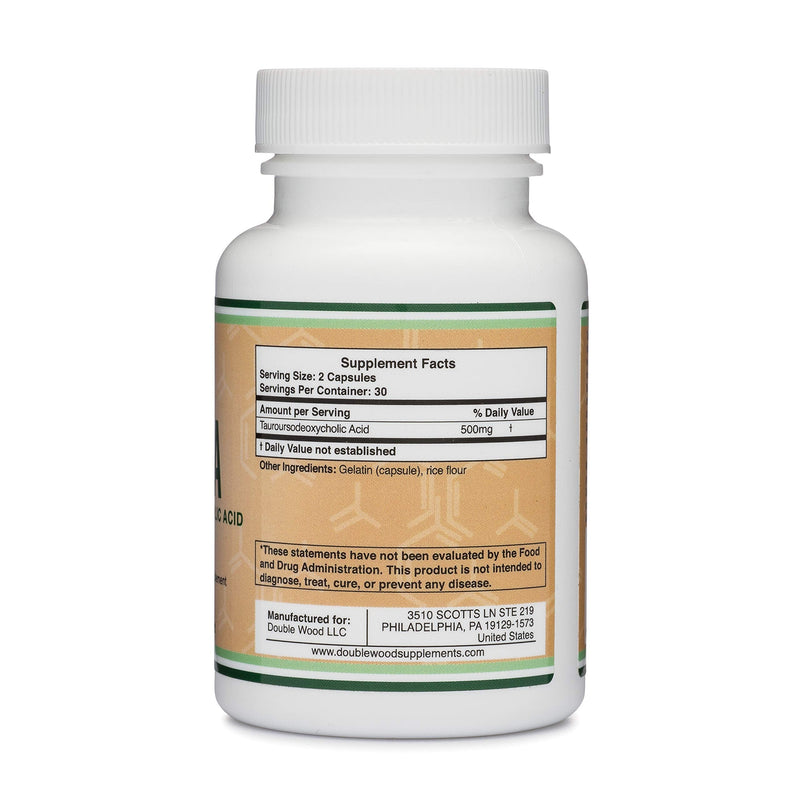 TUDCA Liver Support Supplement, 500mg Servings, Liver Health Aid for Detox and Cleanse (60 Capsules, 250mg) Genuine Bile Acid TUDCA with Strong Bitter Taste by Double Wood Supplements - NewNest Australia