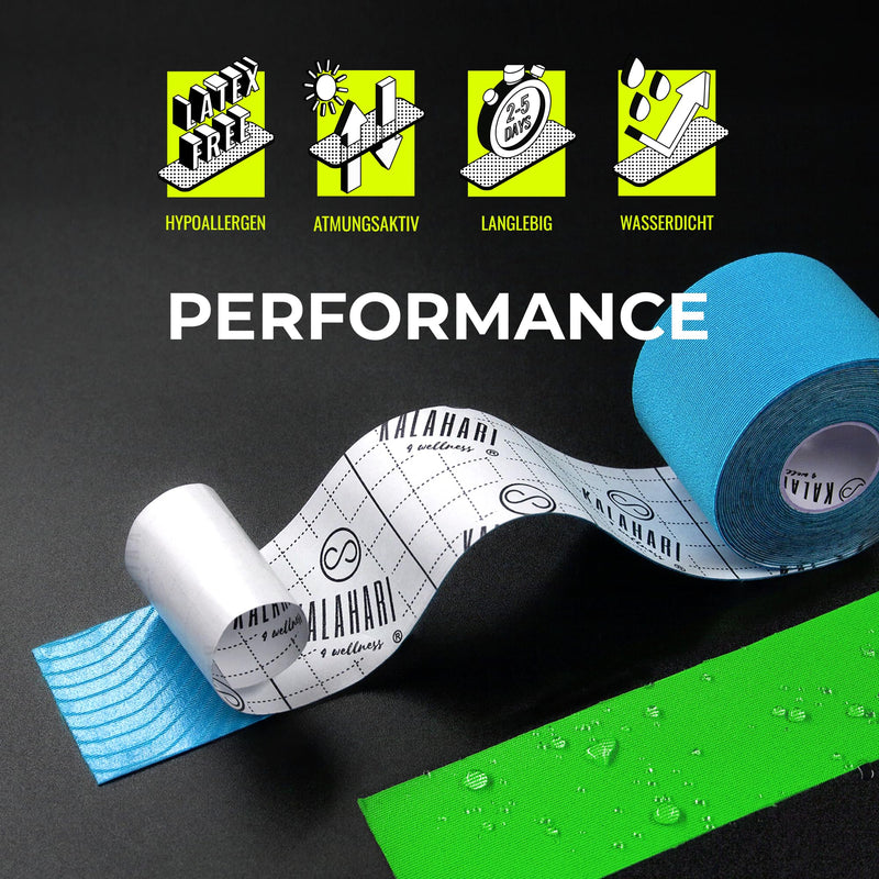 Kalahari 4 Rolls Of Professional Kinesiology Tape Plus E-Book Applications In Italian - Synthetic Kinesiology Tape For Better Adhesion And Water And Sweat Resistance - (5Cm X 5M). - NewNest Australia