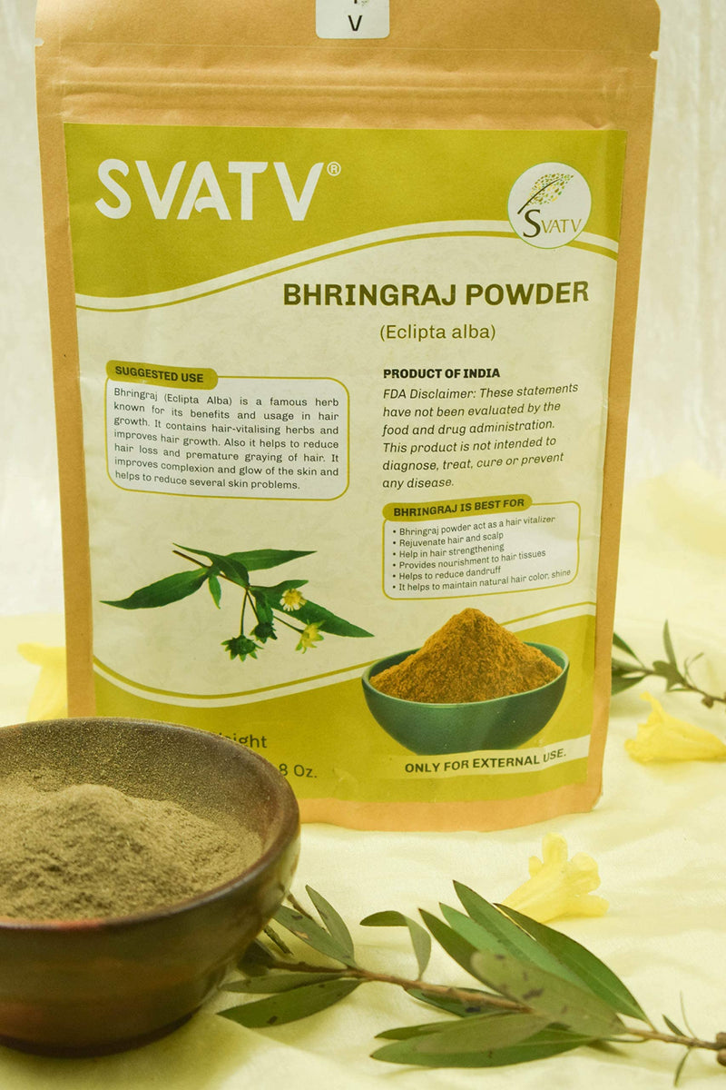 SVATV Natural Bhringraj Powder (Eclipta Alba) for Silky & Soft Hair Care | Promote Hair Growth | Increases Hair Thickness | Ayurvedic Hair Products - 227 Grams - NewNest Australia