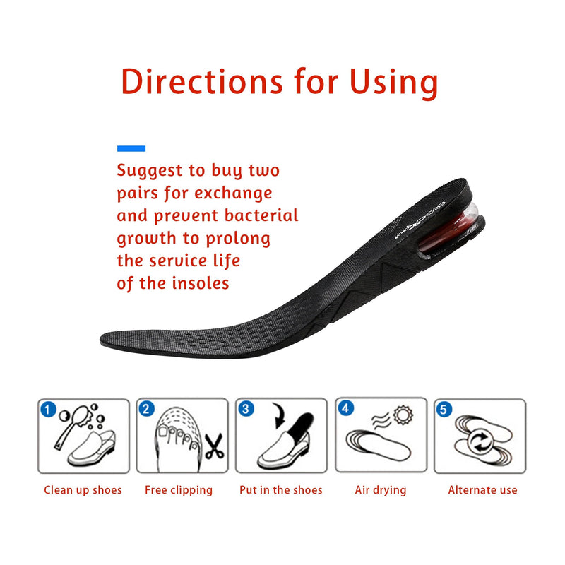 Height Increase Insoles 2-Layer 2 inch Air Cushion Taller Shoes Insoles Heel Insert for Men and Women by ERGOfoot 2 Layer - NewNest Australia