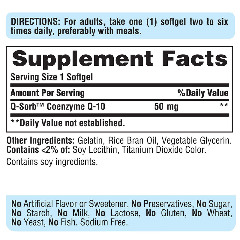 Q-Sorb CoQ10 50mg, Contributes to Heart Wellness,100 Softgels by Puritan's Pride 100 Count - NewNest Australia
