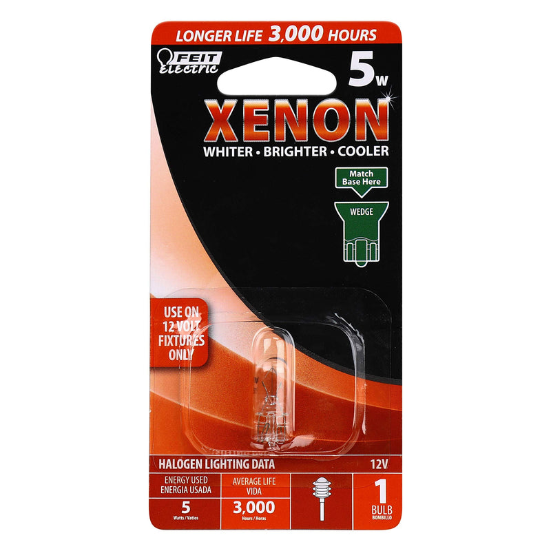 Feit Electric BP5XN-12/RP/12 12-Volt 5-Watt T-5 Wedge Base Xenon Light Bulb, 2400K Soft White Replacement Bulb, 12-Pack - NewNest Australia