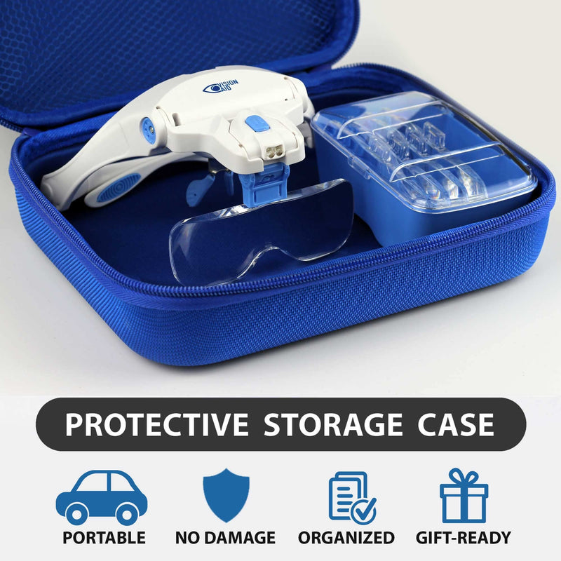 Vision Aid Magnifying Glass With Light, 5 Glasses, Headband, Storage Box, Hands-Free Magnifying Glass For Eyelashes, Jewelry, Microblading Hobbies, Dentist, Close-Up - NewNest Australia