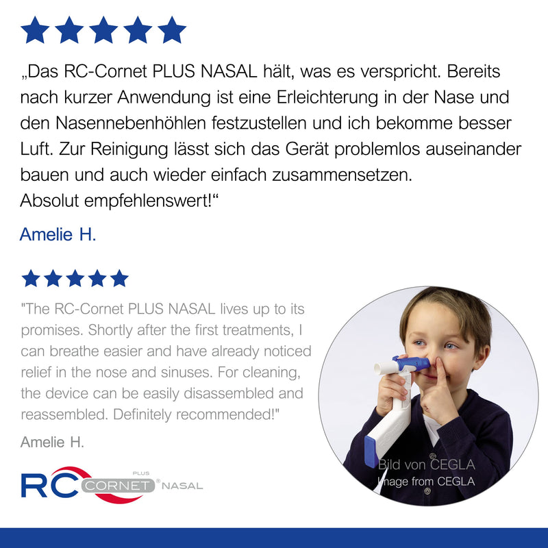 CEGLA RCCornet PLUS NASAL respiratory therapy device, clear nose without medication, expectorant, decongestant, regenerating, integrated connection for inhalation, clears the upper respiratory tract, 1 piece - NewNest Australia