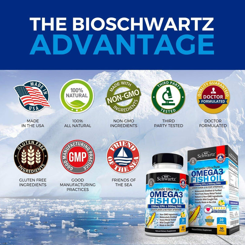 Fish Oil Omega 3 EPA & DHA 2250 mg - Burpless Lemon Flavor Triple Strength Supplement - Immune & Heart Support Fatty Acids Pills - Promotes Immunity, Joint, Eyes, Brain & Skin Health - Non GMO 90 Ct 90 Count (Pack of 1) - NewNest Australia