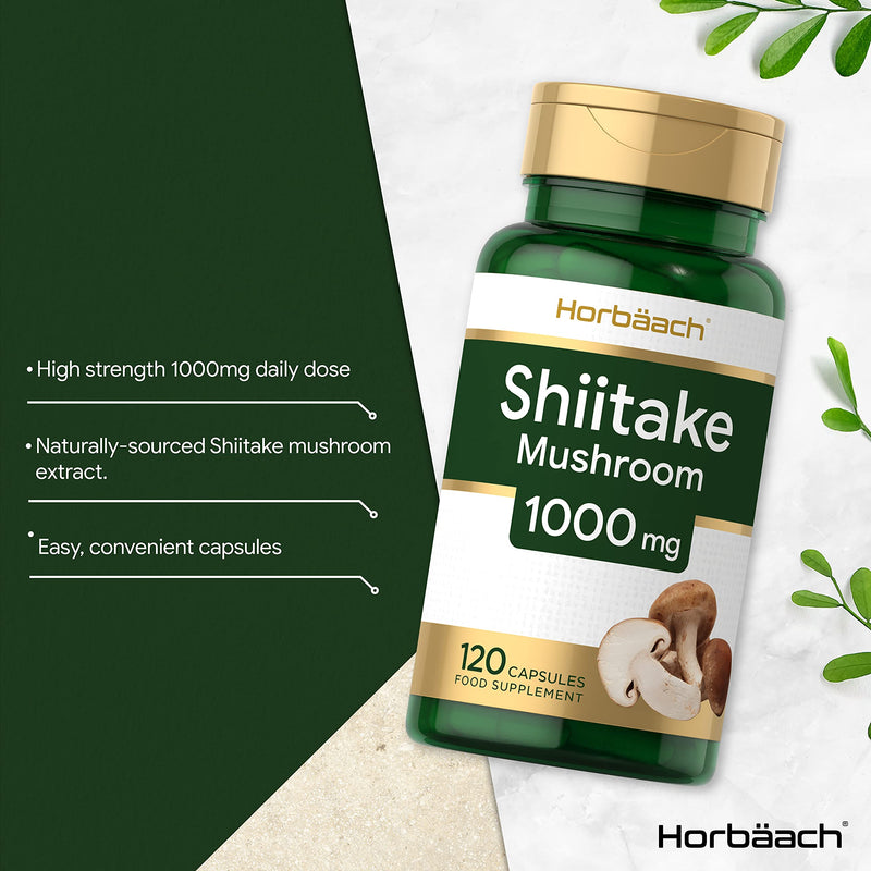 Shiitake Mushroom Extract 1000mg | 120 Capsules | Pure Premium Quality Powder | One-A-Day Supplement for Men & Women | No Artificial Preservatives (4 Months Supply) - NewNest Australia