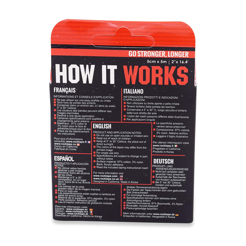 RockTape Unisex's 2" H2O Black Logo Tape, Small, Uncut Roll-5cm Wide & Kinesiology Tape Athletes, Extra Sticky + Water Resistant, Reduce Pain & Injury Recovery, 5cm x 5m, Uncut, H2O Black,6.09465E+11 - NewNest Australia