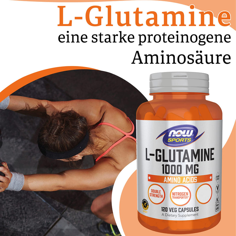 Now Foods, L-Glutamine, Double Strength, 1,000mg, 120 capsules, laboratory tested, amino acid, gluten-free, soy-free, non-GMO - NewNest Australia