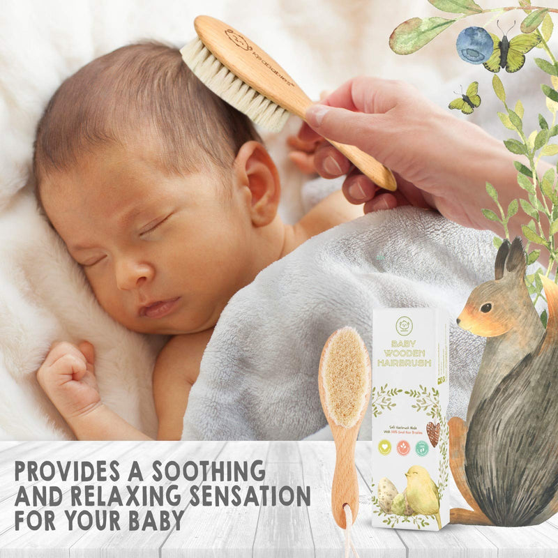 Baby Hair Brush - Baby Brush with Soft Goat Bristles - Cradle Cap Brush - Perfect Scalp Grooming Product for Infant, Toddler, Kids (Walnut, Oval) Brown 1 Count (Pack of 1) - NewNest Australia