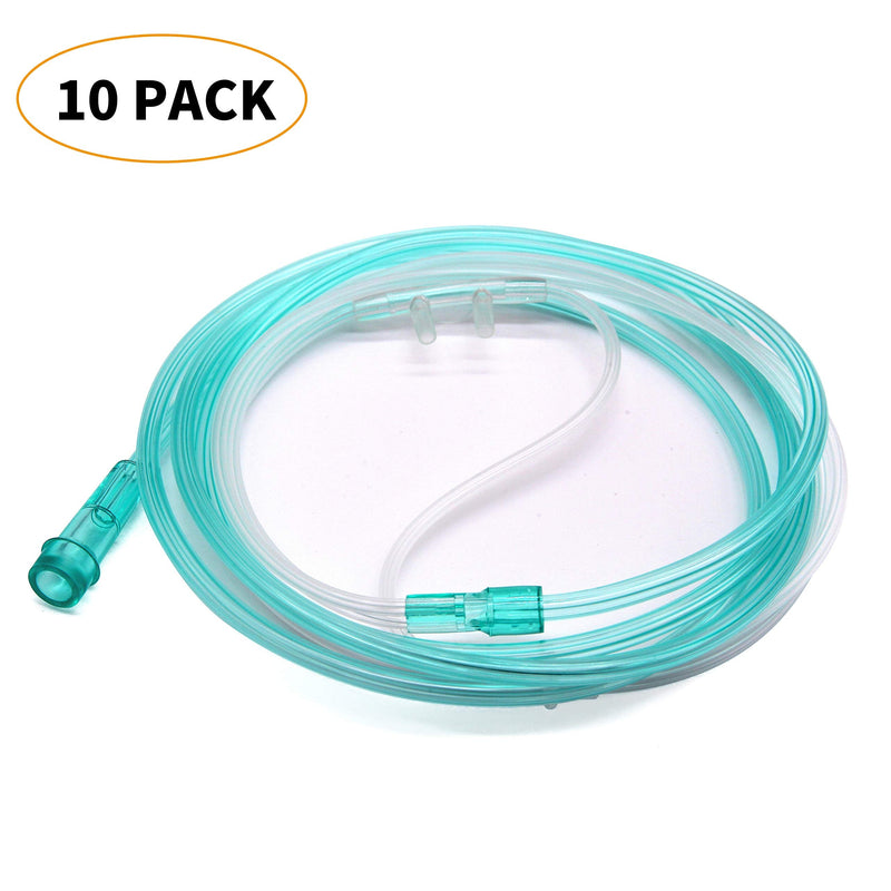 Healva 10 Pack High-Flow Soft Nasal Oxygen Cannula, Standard Connector 6.6 Feet, Green Tubing - NewNest Australia