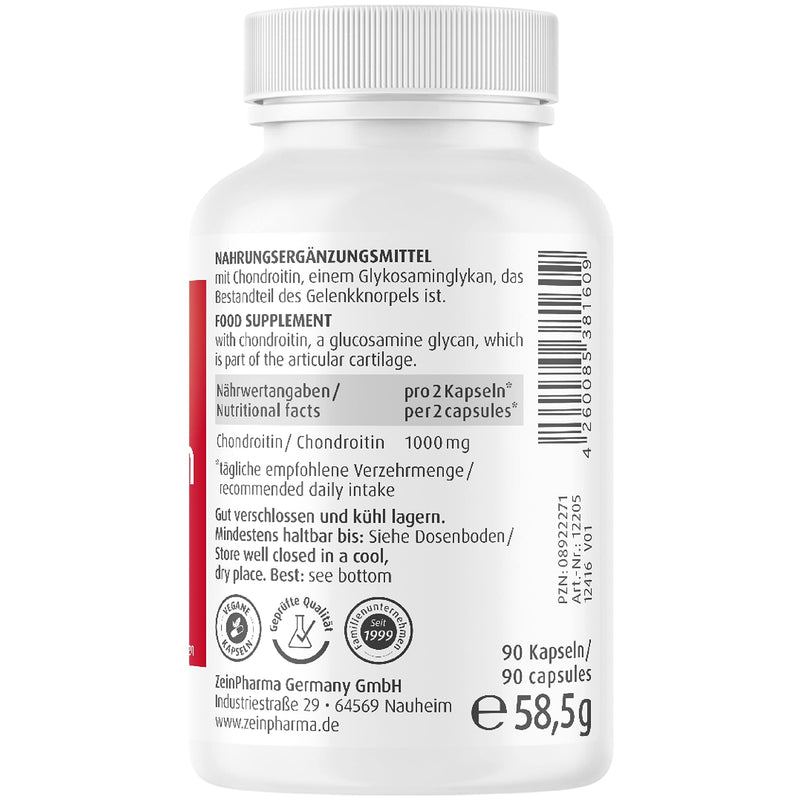 ZeinPharma Chondroitin capsules 500 mg (90 pieces) - dietary supplement without additives, organic, for your joints, laboratory tested - NewNest Australia