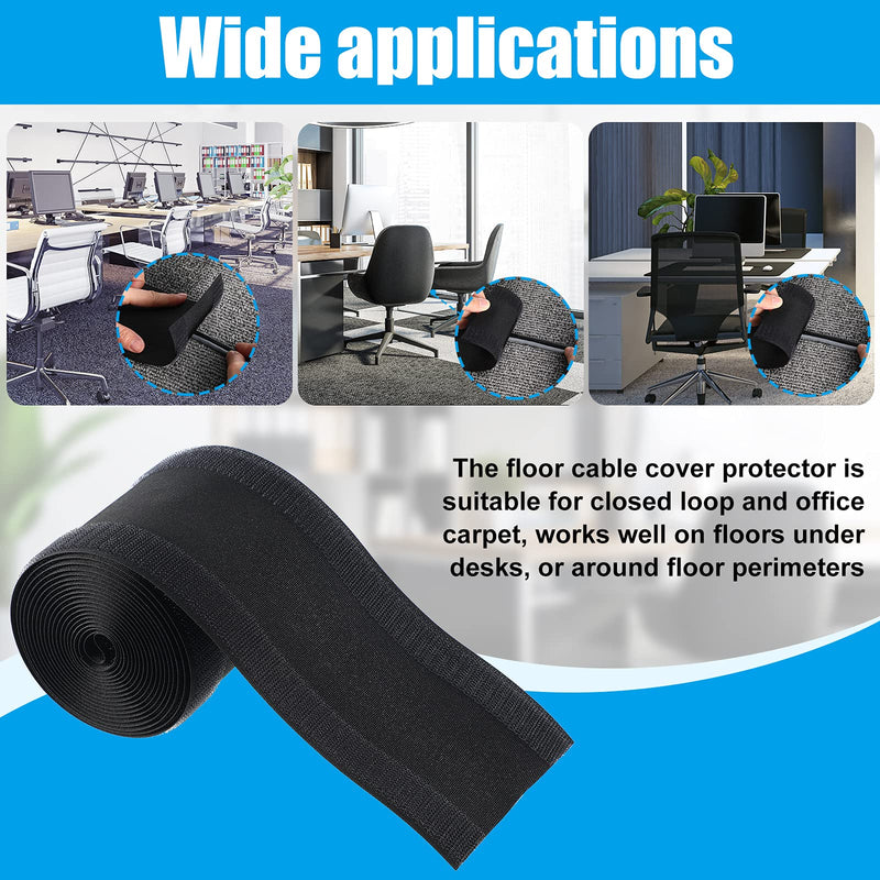 Cable Grip Floor Cable Cover Cords Cable Protector Cable Management Only for Commercial Office Carpet (Black,3 Pieces) 3 Pieces Black - NewNest Australia