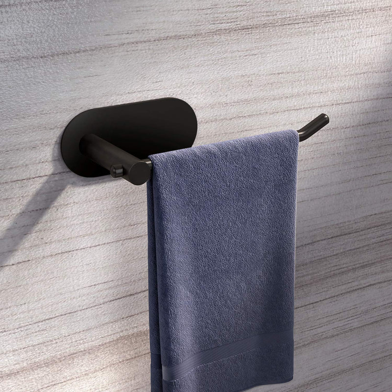 VAEHOLD Hand Towel Holder for Bathroom Wall Mounted, Black Towel Rack Self Adhesive Towel Ring Hanger Towel for Kitchen No Drilling - SUS 304 Stainless Steel Brushed - NewNest Australia