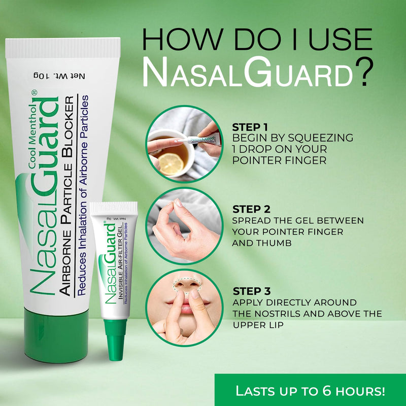 NasalGuard Allergy Relief and Allergen Blocker Nasal Gel - Drug-Free, for Pollen Allergy Sufferers, for Airplane Travel (Cool Menthol) - Over 150 Applications Per Tube (0.1 oz, Pack of 1) - NewNest Australia