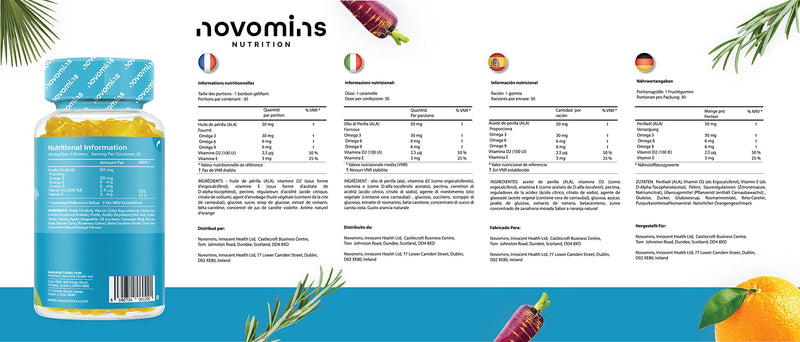 Kids Omega 3 6 9 Gummies – Kids Multivitamin E & D - Vegan - 1 Month Supply – Chewable Childrens Omega 3 6 9 Supplement – Plant Based Alternative to Fish Oil – Kids Vitamins by Novomins - NewNest Australia