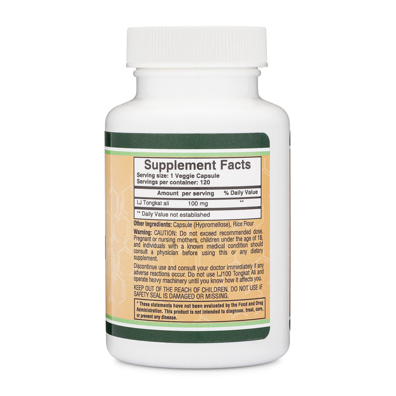 Tongkat Ali for Men (120 Capsules) - Only Clinically Proven and Patented Tongkat Ali Formula (LJ100 Std to 40% Glycosaponins, 22% Eurypeptides) Manufactured in The USA by Double Wood Supplements - NewNest Australia