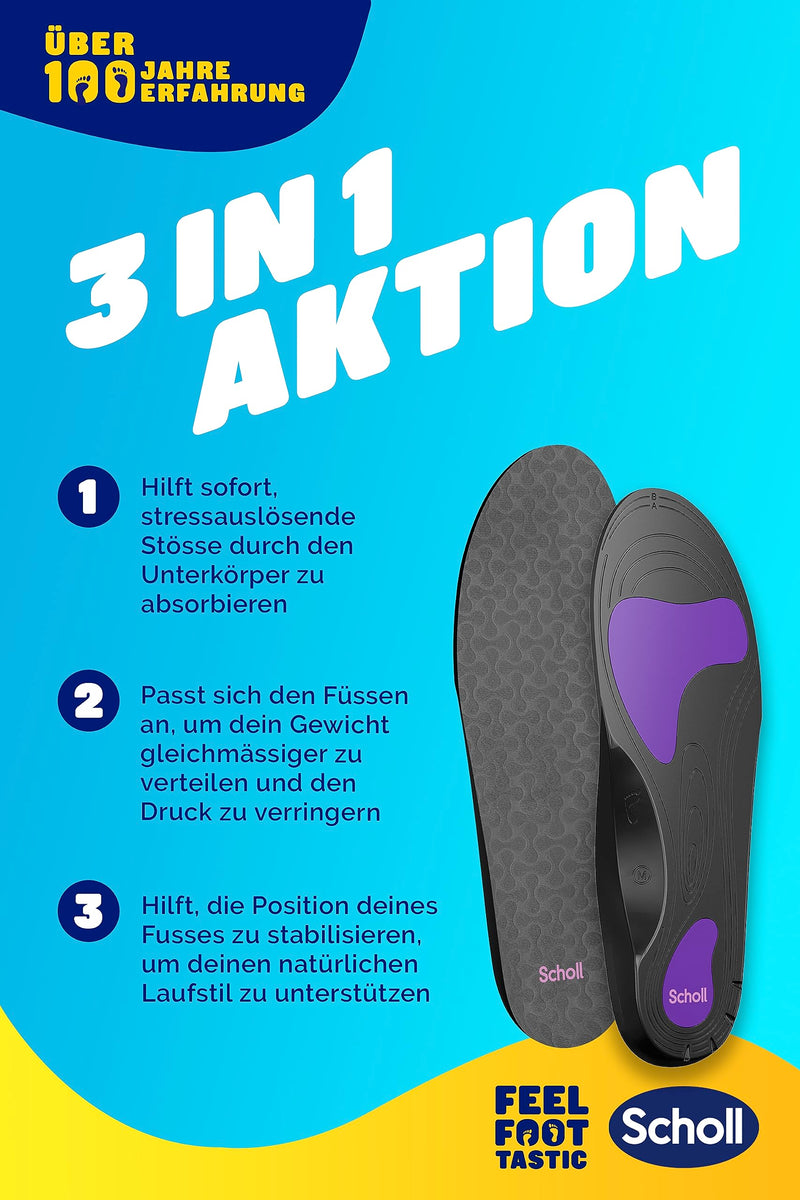 Scholl In-Balance insoles for plantar fasciitis - support on the heel for pain relief (40-42) Black 40-42 - NewNest Australia