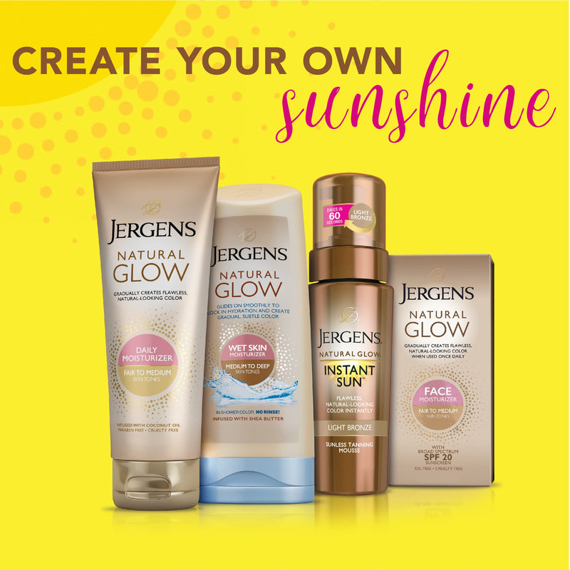 Jergens Natural Glow Instant Sun Body Mousse, Self Tanner for Light Bronze Tan, Sunless Tanning Body Bronzer, Fake Tan for Fair to Medium Skin, 6 Ounce Jergens Natural Glow Instant Sun Sunless Tanning Mousse for Body, Light Bronze, 6 Ounce - NewNest Australia