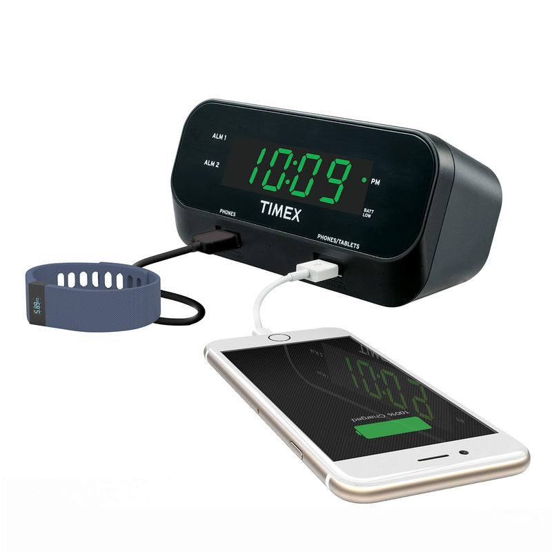 NewNest Australia - Timex T129B RediSet Dual Alarm Clock with Dual USB Charging and Extreme Battery Backup - Black 