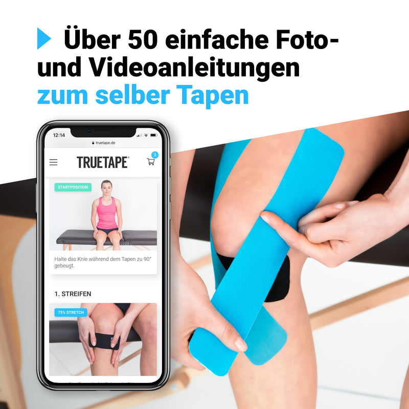 Truetape Basic Kinesiology Tapes Pre-Cut Tape Duo Pack Kinesiology Tape Waterproof And Elastic Skin-Friendly 2 X 20 Precut Stripes Each 25 Cm X 5 Cm Pink And Blue - NewNest Australia