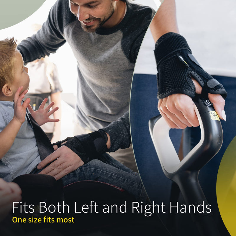 BraceUP Thumb Support Brace - Splint for Spica and Hand Support, for Arthritis, Tendonitis, Carpal Tunnel Pain Relief and Thumb Sprain (Black) Black - NewNest Australia