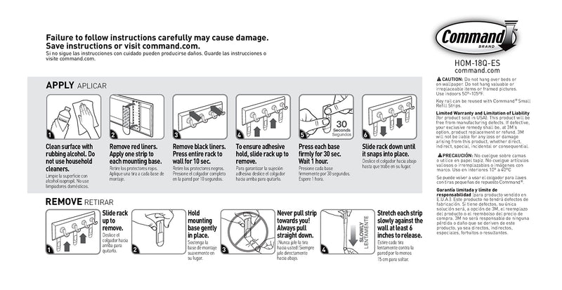 Command Key Rail, Quartz, 1-Rail, 6-Strips, Organize Damage-Free Small 1 Pack - NewNest Australia