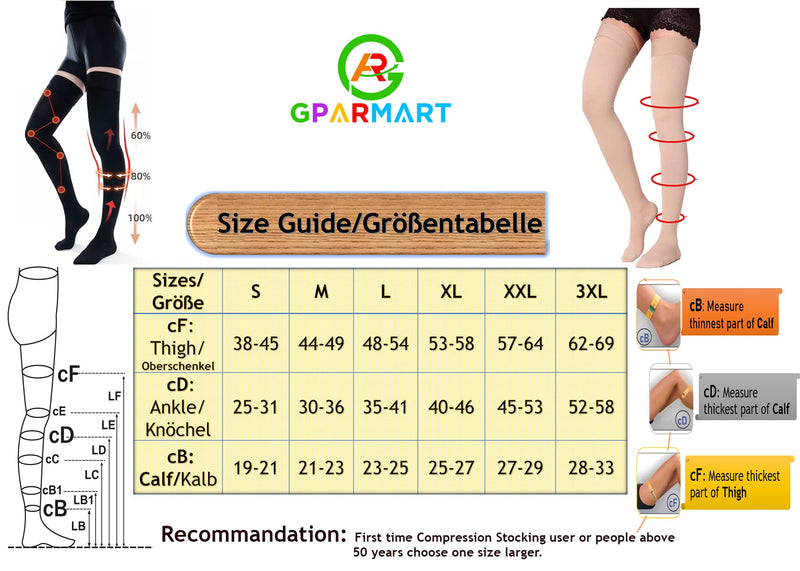 GPAR PREMIUM Medical compression stockings class 2, unisex, 23-32 mmHG, closed toe thigh-high stockings for varicose veins, edema, leg pain, thrombosis SIZE: XL COLOR: BEIGE - NewNest Australia