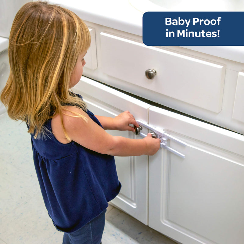 Wittle Child Safety Sliding Cabinet Lock - 6 Pk, White. Baby Proof Cabinet Knobs, Handles, Drawers. No Tools, Drilling, Magnets, or Adhesive. Multipurpose and Reusable U Shape Easy Slide Latch Locks. - NewNest Australia