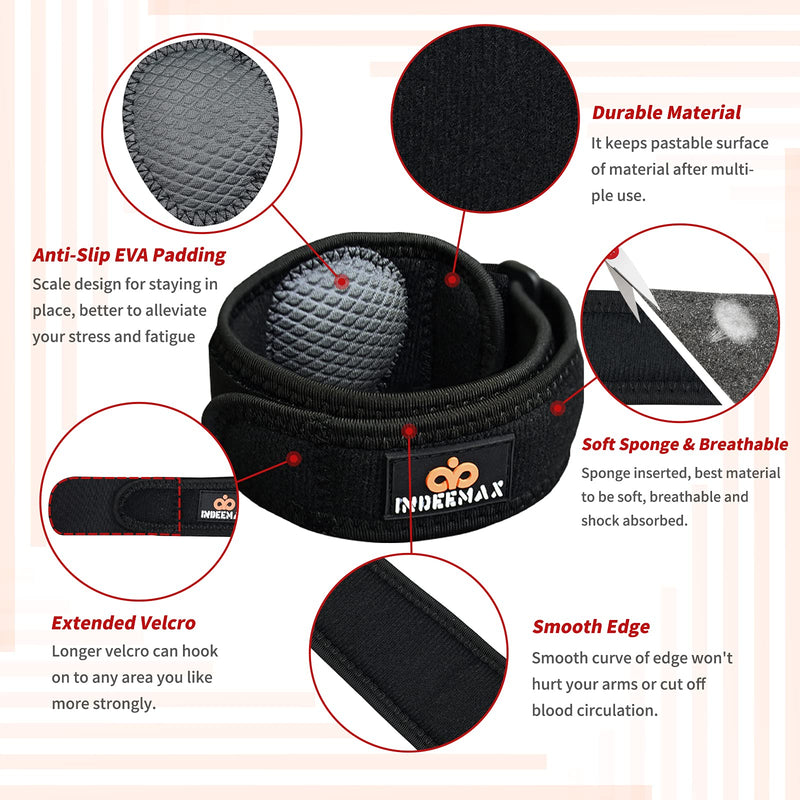 INDEEMAX Tennis Elbow Brace 2 Pack, Adjustable Forearm Straps Support Band, with Compression Pad for Women and Men Tennis & Golfer's Elbow Tendonitis Bursitis Pain Relief, Fits 7-16 Inches One Size - NewNest Australia