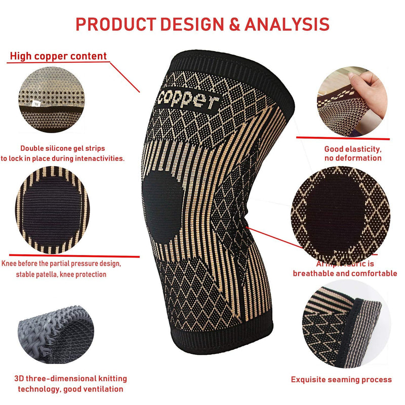 Copper Knee Brace -Copper Knee Sleeve Compression for Sports,Workout,Arthritis Pain Relief and Support -Single Small (Pack of 1) - NewNest Australia