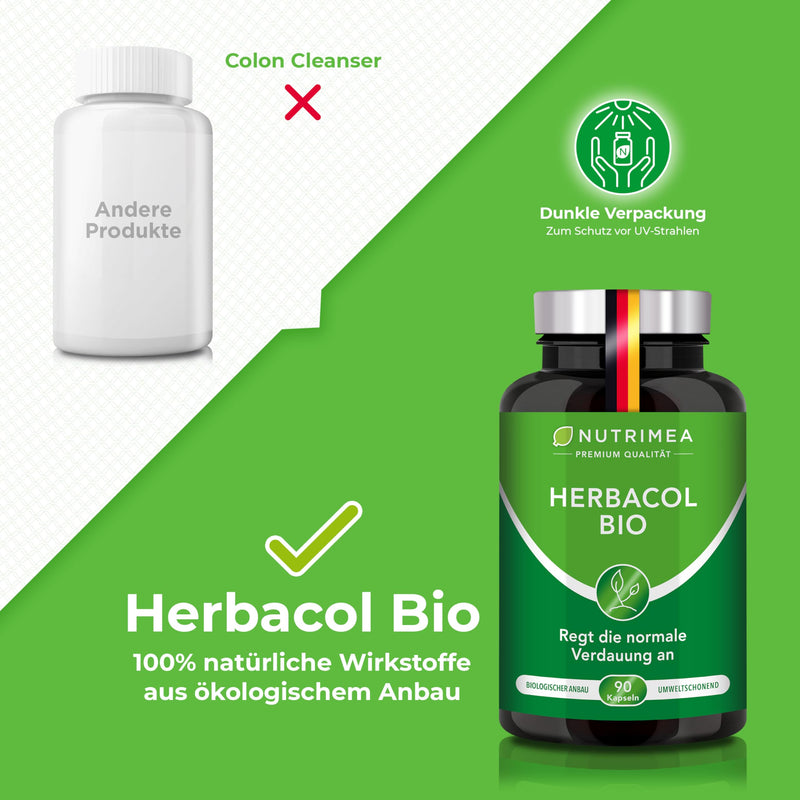 Detox Herbacol Treatment 100% Organic | Naturally Clean & Detoxify Stomach & Intestines | 6 Week Intestinal Treatment With Psyllium Husks, Fennel, Aloe Vera | Digestive Booster Capsules Nutrimea - NewNest Australia