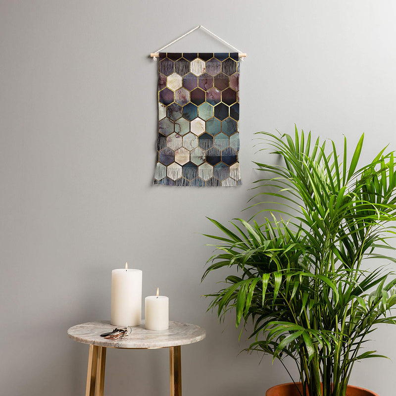 NewNest Australia - Society6 Monika Strigel Rugged Marble Hexagon Fiber Wall Hanging, 11" x 15.5", Multi 