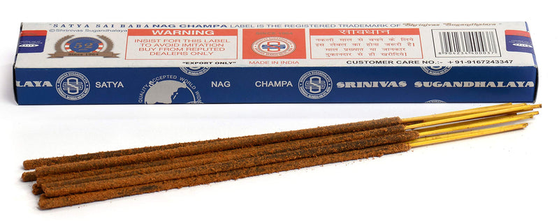 NewNest Australia - Satya Sai Baba Nag Champa Agarbatti Pack of 12 Incense Sticks Boxes 15gms Each Fine Quality Incense Sticks for Relaxation, Meditation, Positivity and Peace 15g*12=180g 